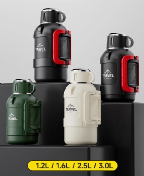 New Collection 1.2L 1.6L 2L Gallon Stainless Steel Big Capacity Insulated Kettle Travel Pot Vacuum Bottle With Handgrip