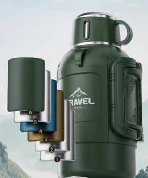 New Collection 1.2L 1.6L 2L Gallon Stainless Steel Big Capacity Insulated Kettle Travel Pot Vacuum Bottle With Handgrip