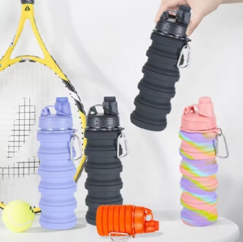 Water Foldable Running Kettle Collapsible Silicone Reusable Soft Sport Water Bottle Bpa Free Custom Logo