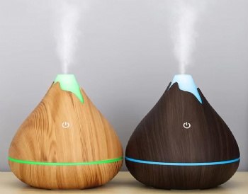 350ML Aromatherapy Essential Oil Diffuser Wood Grain Remote Control Ultrasonic Air Humidifier Cool with 7 Color LED Light