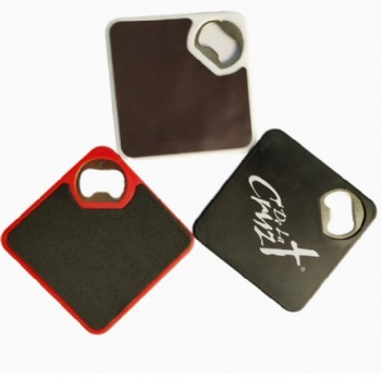 Custom Logo ABS Stainless Steel Magnetic Hard Plastic Beer Opener Coaster Promotional Bottle Opener With Iron Usage Low MOQ
