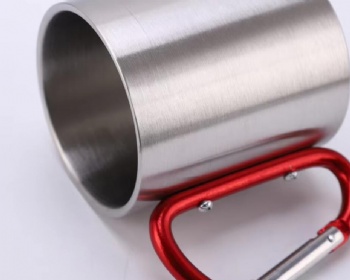 Custom Logo Portable 220ml 300ml Outdoor Camping Travel Stainless Steel Coffee Cup Double Walled Carabiner Mug with Handle