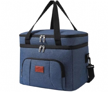 Double Deck Insulated Lunch Box Large Cooler Tote Bag for Adults for Men and Women Made of Durable Polyester