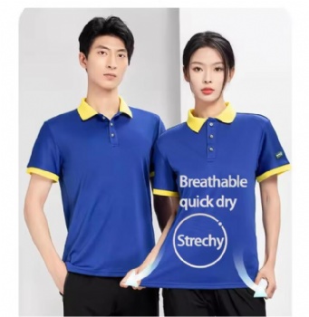 Men's & Women's Summer Work T-Shirt Anti-Static Cotton Polo Shirt for Gas Station Sinopec Labor Protection-Thin Short Sleeve