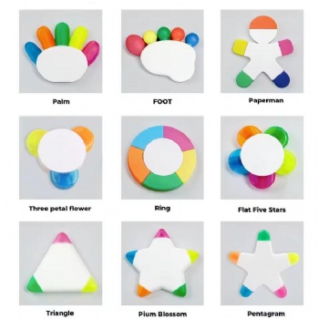 Custom Fluorescent Highlighter 5 Color Cute Flower Highlighter Marker Pens Customized Highlighter with Logo Gift Advertising