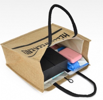 Wholesale Plain Hessian Shopper Bag Custom Printed Large Natural Eco Friendly Burlap Tote Shopping Jute Bag With Logo