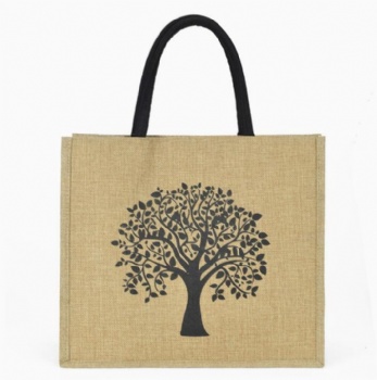 Wholesale Plain Hessian Shopper Bag Custom Printed Large Natural Eco Friendly Burlap Tote Shopping Jute Bag With Logo