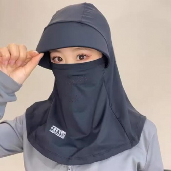 Women's Summer Ice Silk UV Protection Face Cover Customizable Sunscreen Hat with Neck Brim for Riding Mask Sun Protection Veil