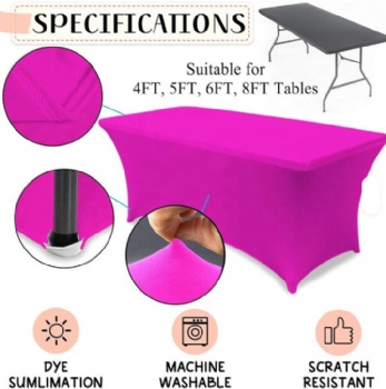 Custom Stretch Rectangular Tablecloth with Commercial logo for 4ft/6ft/8ft Home Table for Holiday Birthday Party Tablecloth