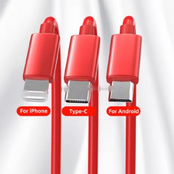 Multifunctional 3A Fast Charging Two-to-Three Retractable Data Cable TPE Jacket Creative Gift for Boxed 3-in-1 Ports Storage