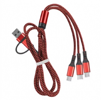 5 in 1 USB Multi Heads Charging Cable 2 in 3 Nylon Braided Fast Charging Usb Type C Universal Multi-function Phone Cable