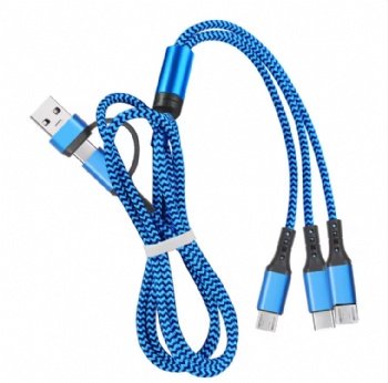 5 in 1 USB Multi Heads Charging Cable 2 in 3 Nylon Braided Fast Charging Usb Type C Universal Multi-function Phone Cable
