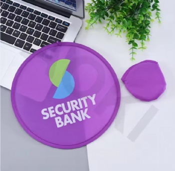 Custom printed Nylon Flying Folding Hand Fan, children beach toy folding flying disc foldable with Pouch