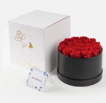 Custom Valentine Day Gift Bucket Eternal Roses Mid-Autumn Festival Gift Eternal Preserved Roses Flowers Box Wholesale