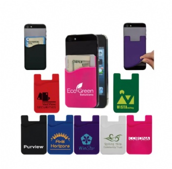 Adhesive Phone Wallet Silicone Phone Card Sticker Card Holder With Custom Printed Logo
