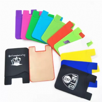 Adhesive Phone Wallet Silicone Phone Card Sticker Card Holder With Custom Printed Logo