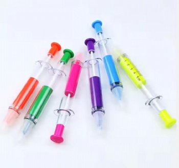 Hotel & Wedding Multi-Color Plastic Syringe Gift Pen Wholesale Injection Pen Needle Syringe Highlighter Promotional Pen
