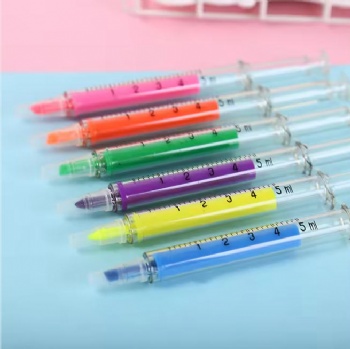 Hotel & Wedding Multi-Color Plastic Syringe Gift Pen Wholesale Injection Pen Needle Syringe Highlighter Promotional Pen